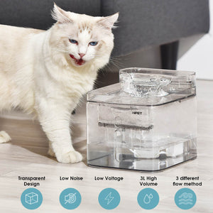NPet Transparent Water Drinking Fountain Dispenser with Carbon Filter