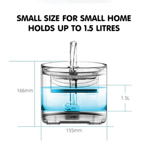 Mini NPet 1.5L Transparent Water Drinking Fountain Bowl