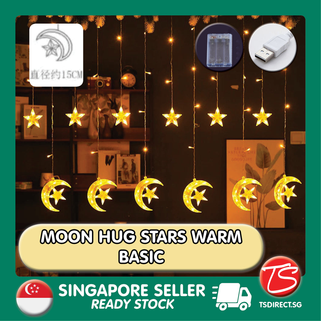 MOON HUG STAR WARM USB Type Hari Raya Festive Night Decoration Fairy LED Light