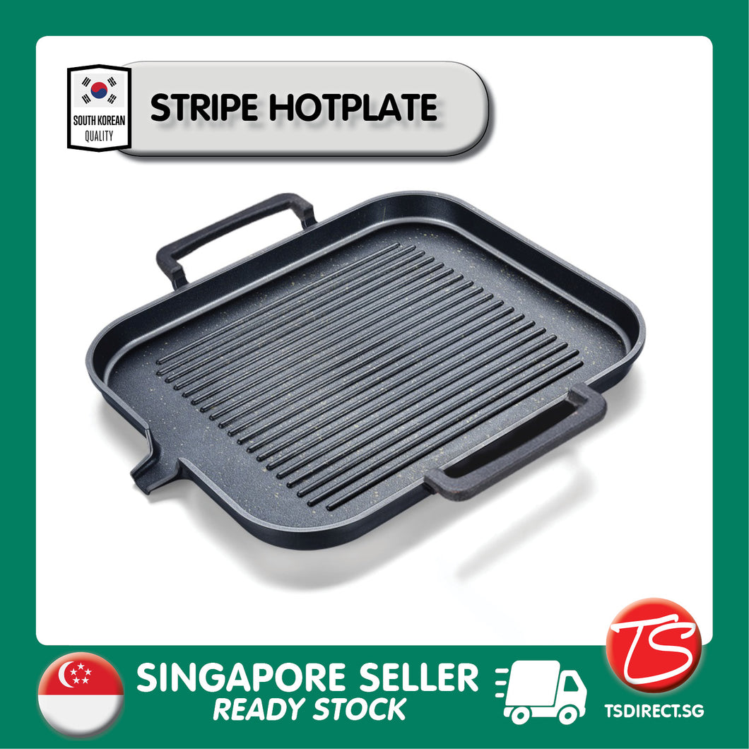 Korean Induction Gas Ceramic Stove Friendly BBQ Grill Pan Hot Plate [STRIPE]