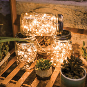 LED Mesh Fairy Glass Jar Jam Bottle Outdoor Solar Backyard Garden Decoration Tea Table Night Light