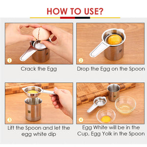 High Quality SUS304 Stainless Steel Egg Yolk Egg Whites Separator with Container
